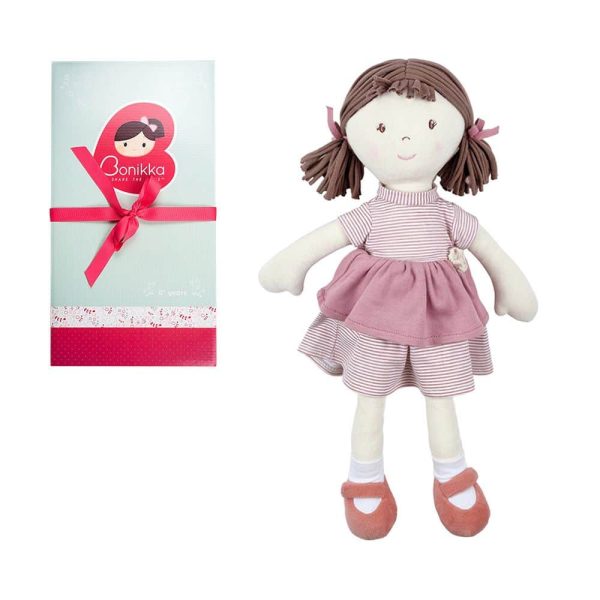 Bonikka All Natural látková bábika v darčekovom balení - Brook ružové šaty