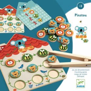 Drevená edukatívna hra Pinstou- počítania s pinzetou